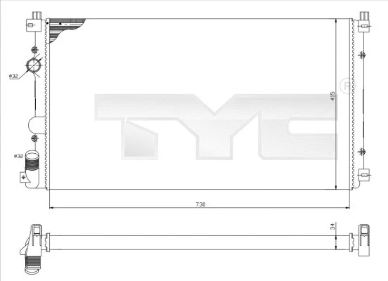 Radiator, engine cooling (725-0029)
