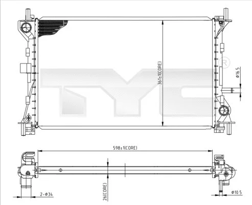 Radiator, engine cooling (710-0052)