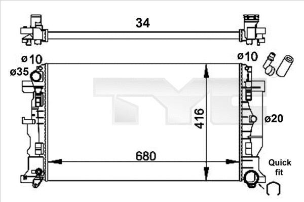 Radiator, engine cooling (721-0014-R)