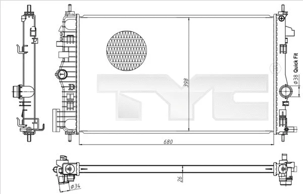 Radiator, engine cooling (725-0047)