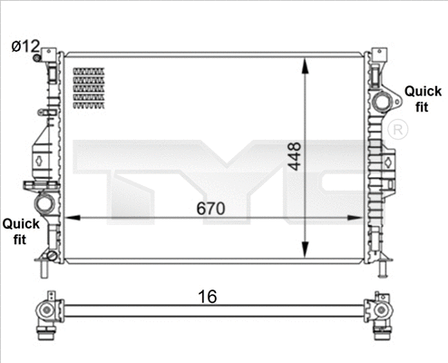 Radiator, engine cooling (710-0057)