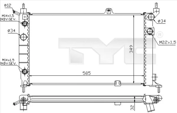 Radiator, engine cooling (725-0002)