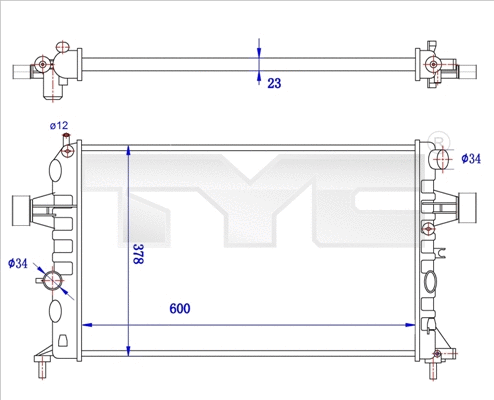 Radiator, engine cooling (725-0038-R)
