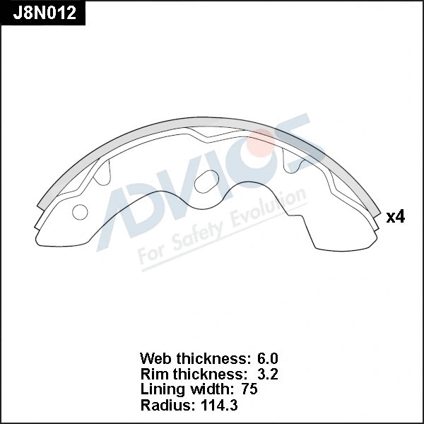 Brake Shoe Set (J8N012)
