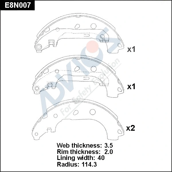 Brake Shoe Set (E8N007)