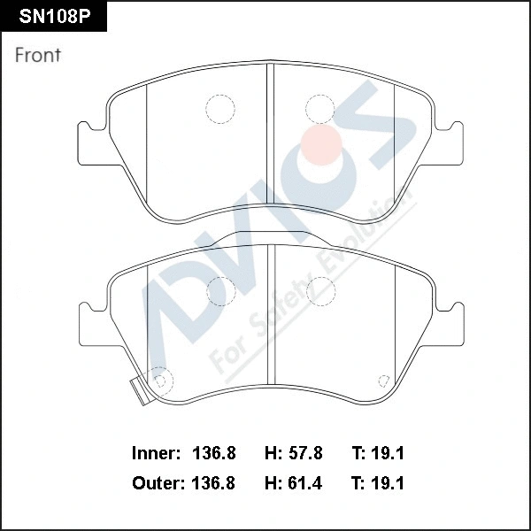 Brake Pad Set, disc brake (SN108P)