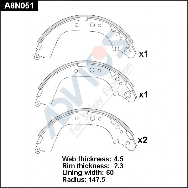 Brake Shoe Set (A8N051)