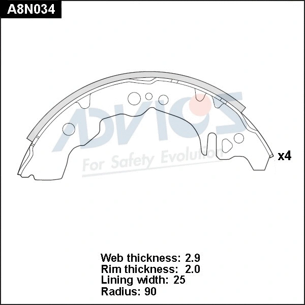Brake Shoe Set (A8N034)