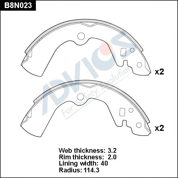 Brake Shoe Set (B8N023)