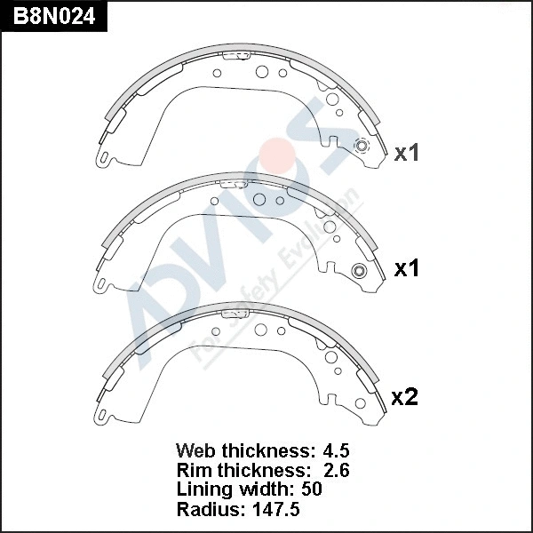 Brake Shoe Set (B8N024)
