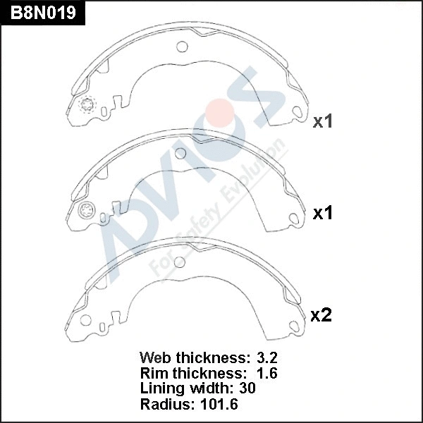 Brake Shoe Set (B8N019)