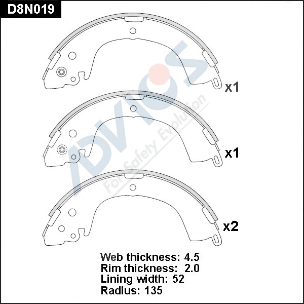 Brake Shoe Set (D8N019)
