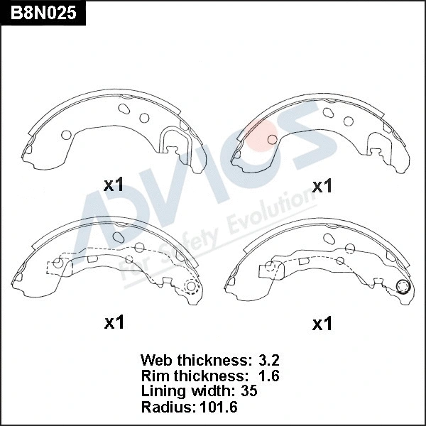 Brake Shoe Set (B8N025)