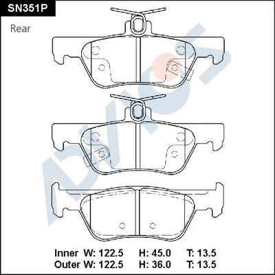 Brake Pad Set, disc brake (SN351P)