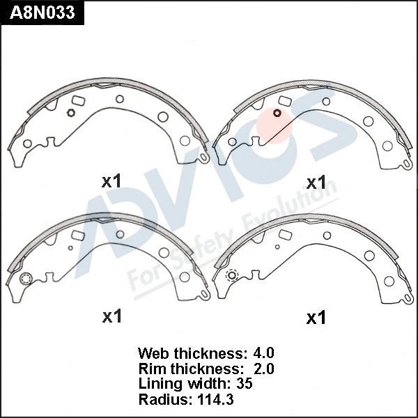 Brake Shoe Set (A8N033)