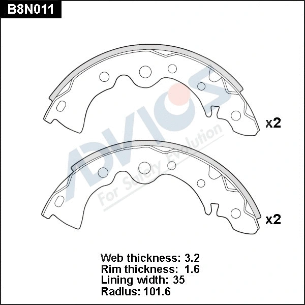 Brake Shoe Set (B8N011)
