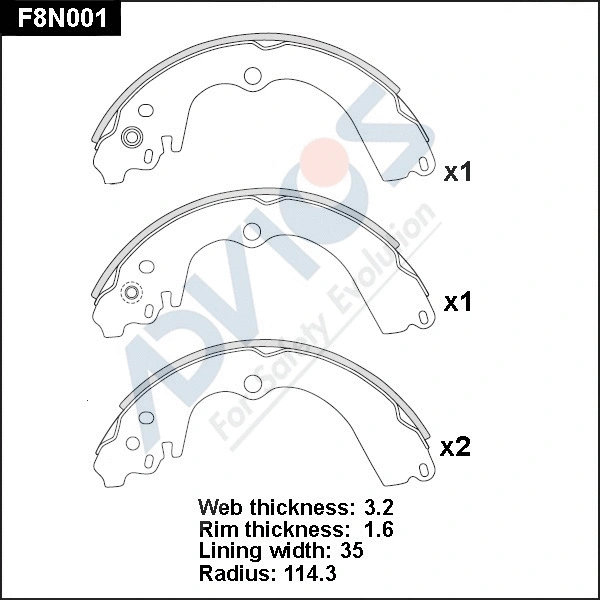 Brake Shoe Set (F8N001)