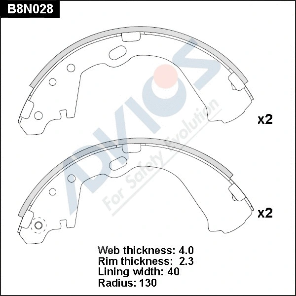 Brake Shoe Set (B8N028)