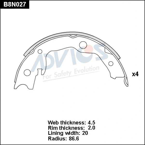 Brake Shoe Set (B8N027)