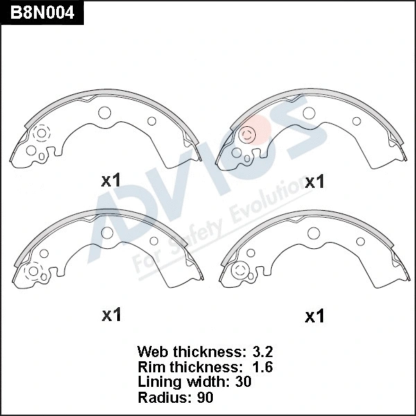 Brake Shoe Set (B8N004)