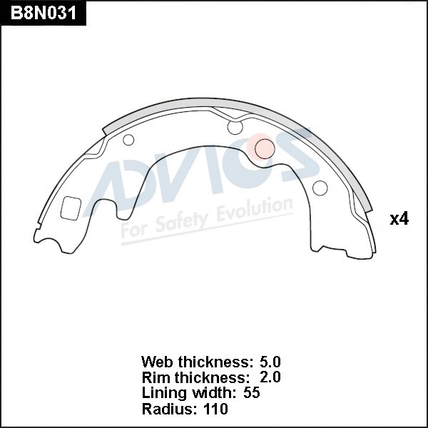 Brake Shoe Set (B8N031)