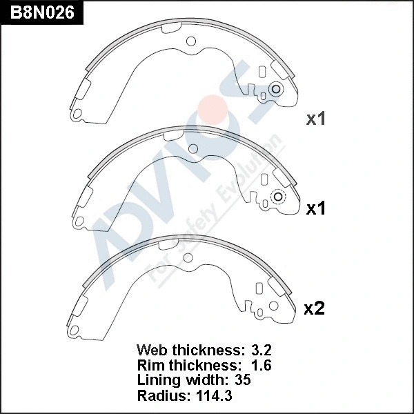 Brake Shoe Set (B8N026)