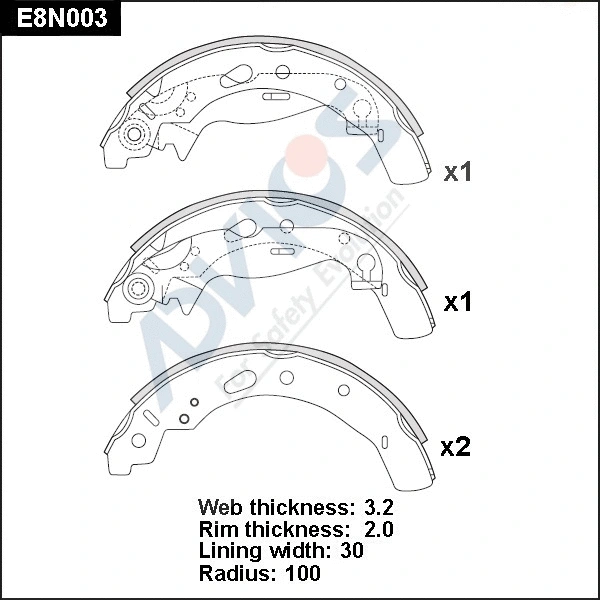 Brake Shoe Set (E8N003)