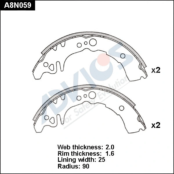 Brake Shoe Set (A8N059)