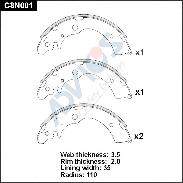 Brake Shoe Set (C8N001)