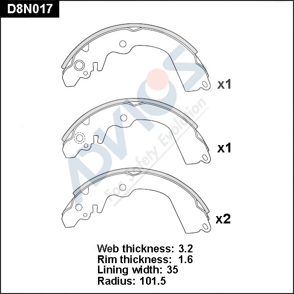 Brake Shoe Set (D8N017)