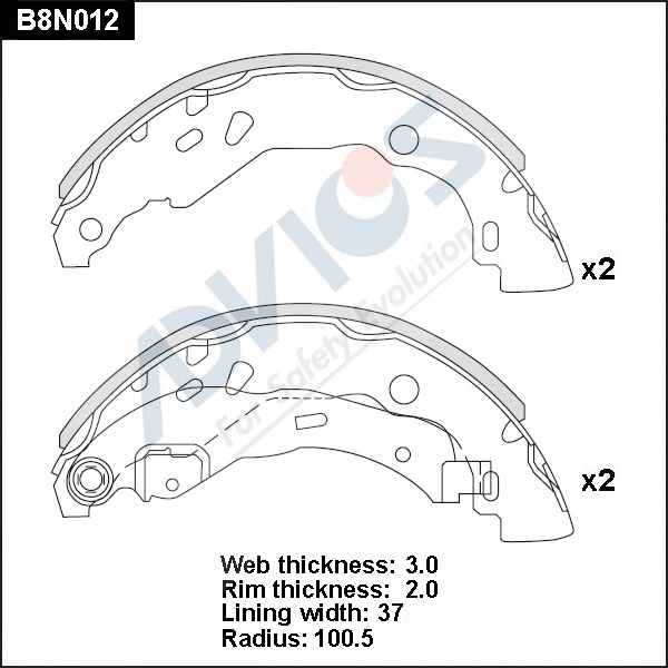 Brake Shoe Set (B8N012)