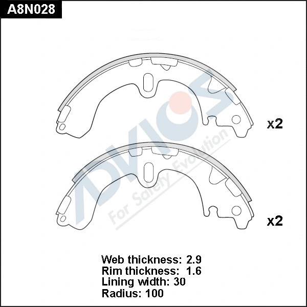 Brake Shoe Set (A8N028)