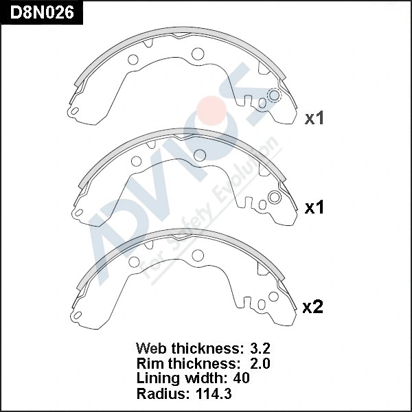 Brake Shoe Set (D8N026)