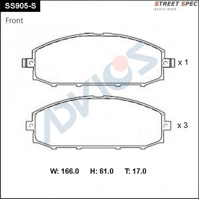 Brake Pad Set, disc brake (SS905-S)