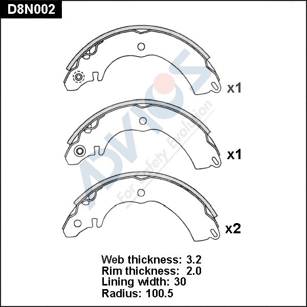 Brake Shoe Set (D8N002)