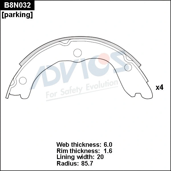 Brake Shoe Set (B8N032)