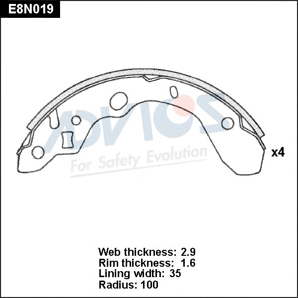 Brake Shoe Set (E8N019)