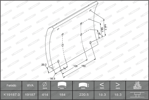 Brake Lining Kit, drum brake (K19187.0-F3537)