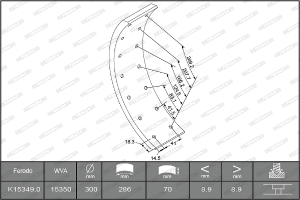 Brake Lining Kit, drum brake (K15349.0TG)