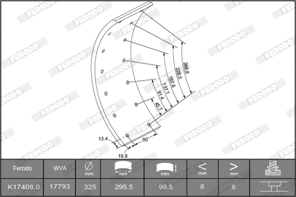 Brake Lining Kit, drum brake (K17408.2-F3653)