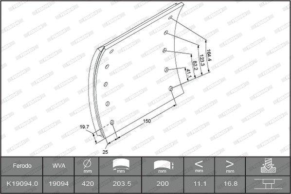 Brake Lining Kit, drum brake (K19094.0-F3658)