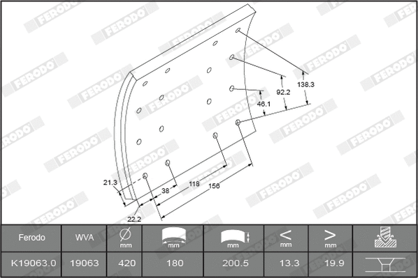 Brake Lining Kit, drum brake (K19063.0-F3660)