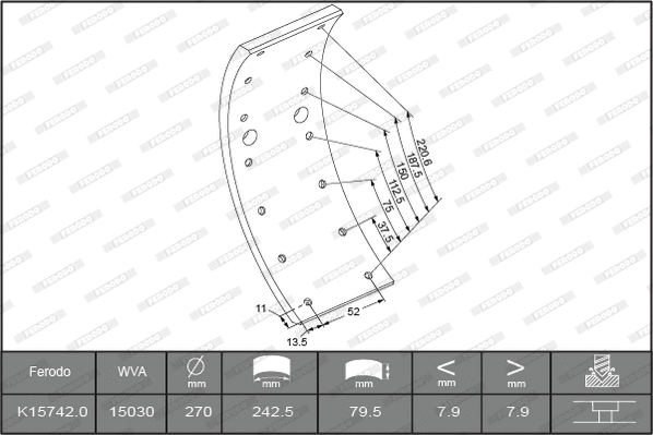 Brake Lining Kit, drum brake (K15742.0-F3549)