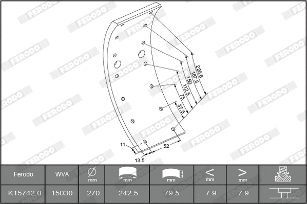Brake Lining Kit, drum brake (K15742.1-F3549)