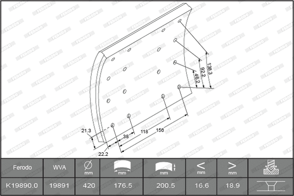 Brake Lining Kit, drum brake (K19890.0-F3658)