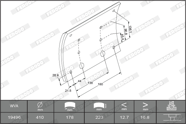 Brake Lining Kit, drum brake (K19488.2-F3672)