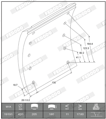 Brake Lining Kit, drum brake (K19191.0-F3504)