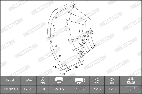 Brake Lining Kit, drum brake (K17096.1-F3653)