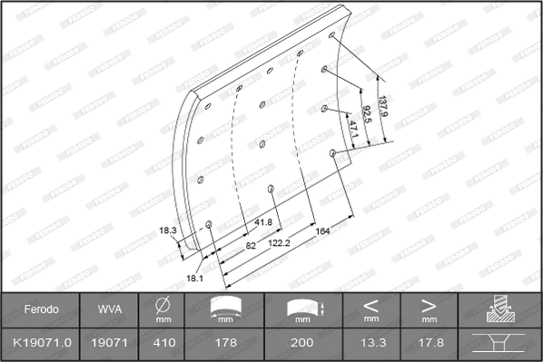 Brake Lining Kit, drum brake (K19071.0-F3660)