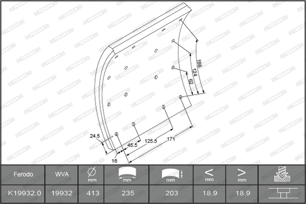 Brake Lining Kit, drum brake (K19932.0-F3660)